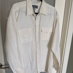 White Shirt with Bright Orange Hook-and-Loop Pocket Tabs